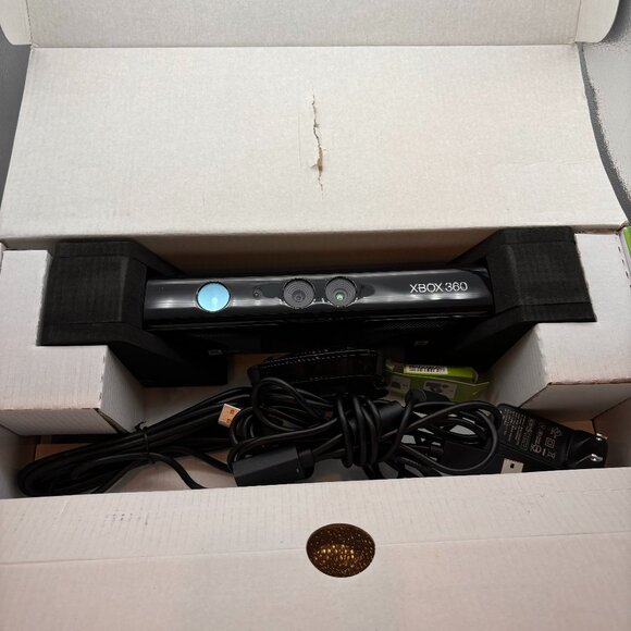 Xbox 360 Kinect Sensor Console Accessories Black Lightly Used in Box Untested - Picture 1 of 16